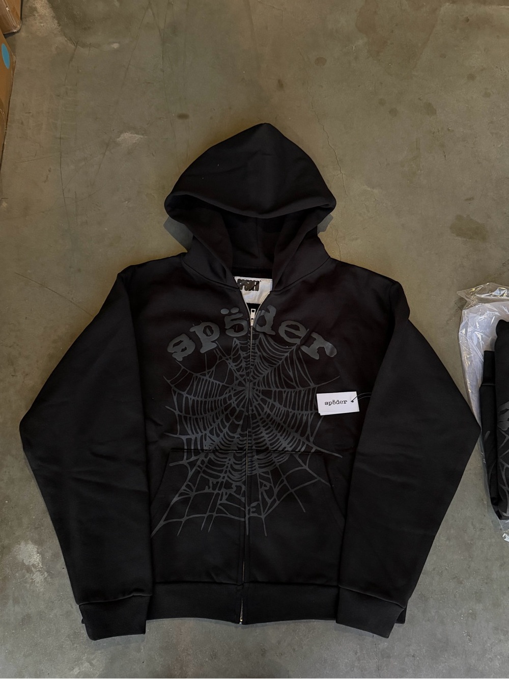 Spider Black Zip-Up Hoodie with Spiderweb Graphic